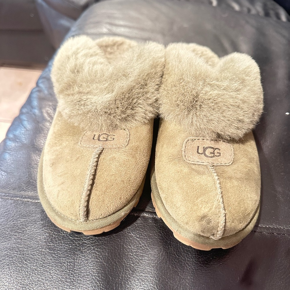 UGG Gently used olive green slippers